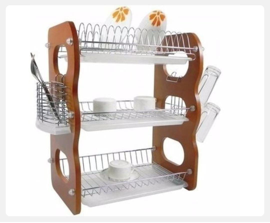 🥢✔️Rashnik 3 Layer Wooden Utensil Rack Drainer.✔️Elegant and polished design for modern kitchen
Perfectly styled for more storage space
Made of durable high quality steel with chrome plated
Includes