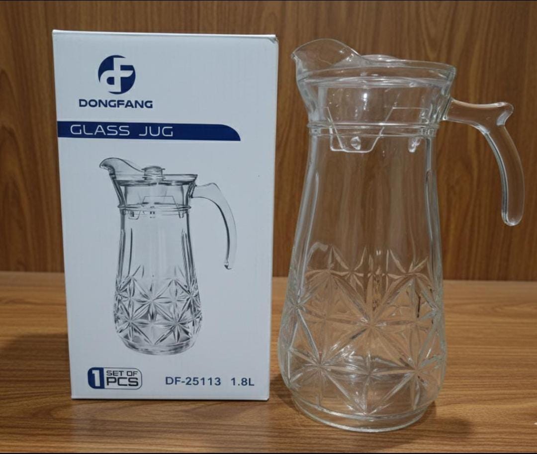 ⭕️😋Top Quality 🥢1.8 Litres Jug Glasses – Premium Thick Glass Pitcher with Lid for Juice, Milk, Water, Wine, Cold Brew, and Iced Tea – Elegant Design for Home, Hotel, or Office Use