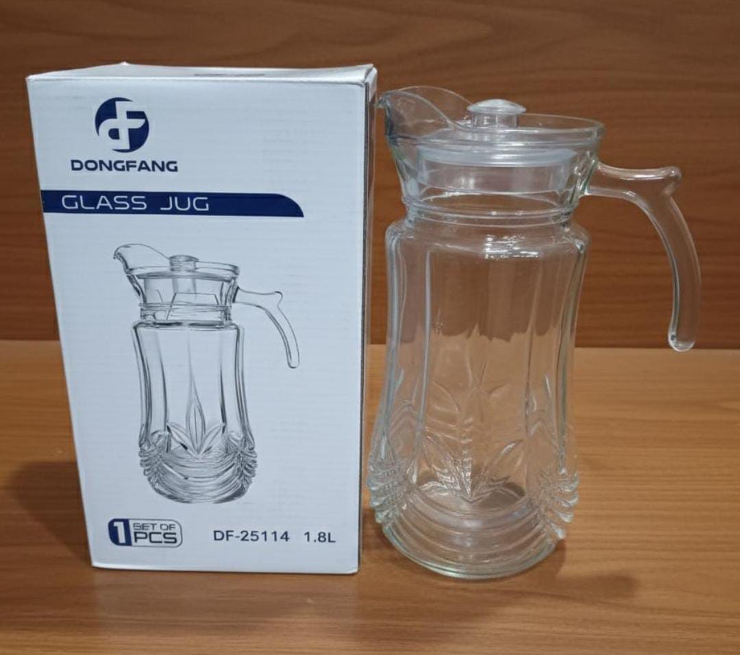 ⭕️😋Top Quality 🥢1.8 Litres Jug Glasses – Premium Thick Glass Pitcher with Lid for Juice, Milk, Water, Wine, Cold Brew, and Iced Tea – Elegant Design for Home, Hotel, or Office Use