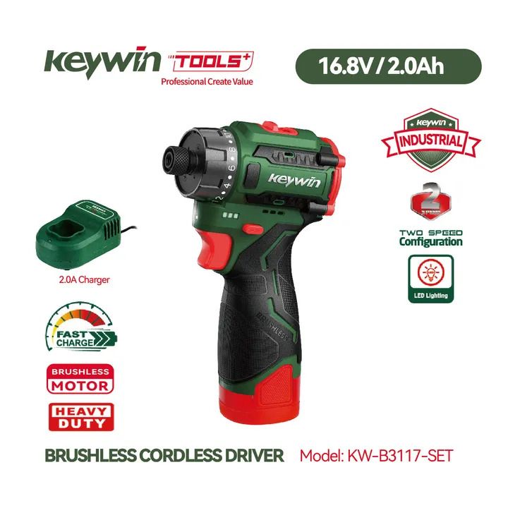 KEYWI Cordless Drill 16.8V (Machine Body) Home Multifunctional Impact Drill Electric Screwdriver Set Model KW-B3117