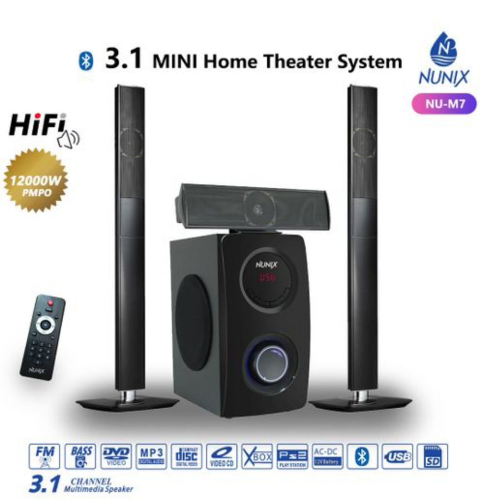 Nunix M7: Compact 3.1ch Mini Home Theatre System, Powerful Sound