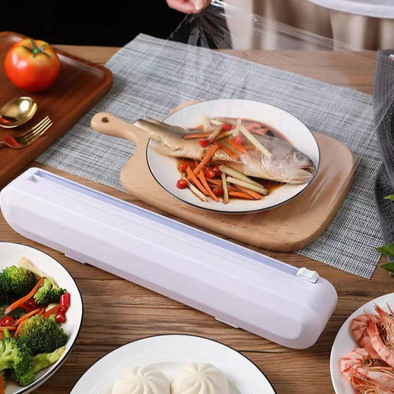Single Wrap foil or film cutter Magnetic Refillable Plastic Wrap Dispenser With Cutter, Tin Aluminum Foil Dispenser with Cutter, Sturdy Food Cling Wrap Film Cutter,