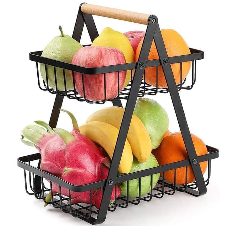2 Tier Multifunctional Fruit Rack Basket Spice Rack, Light weight and can be placed on any convenient surface