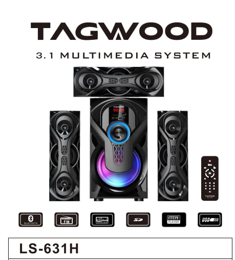 (New Arrival) TAGWOOD LS - 631H 2.1CH 6000W PMPO Woofer Home Audio Speaker Bluetooth /FM/SB/USB Subwoofer Speaker System