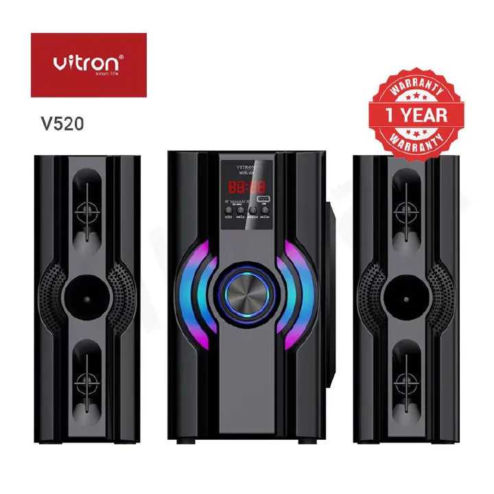 Vitron V520 2.1CH Speaker System Multifunctional Woofer V520 Subwoofer with USB SD FM Bluetooth LED Display Remote Control AC/DC 8000W