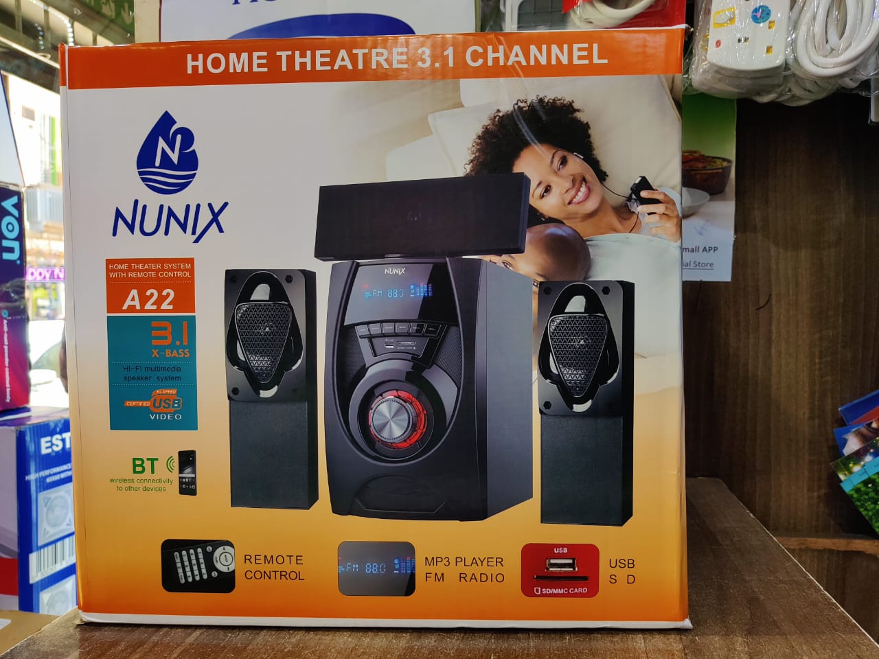 Nunix A22 3.1CH Channel Multimedia Subwoofer Speaker System Mini Home Theater  12000W PMPO Bluetooth Woofer