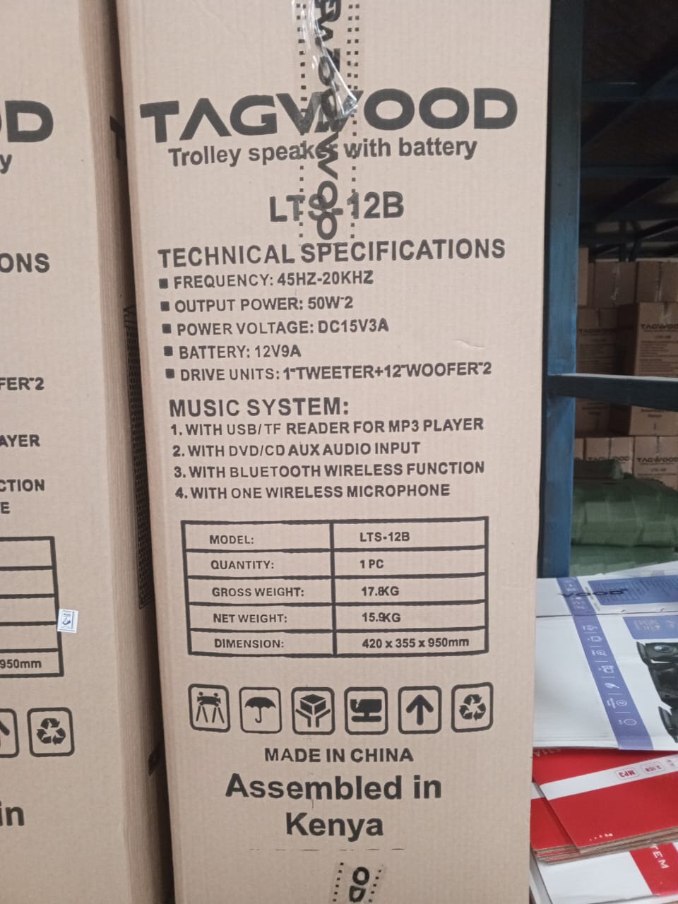 TAGWOOD LTS-12B Trolley Speaker Double Speaker With Microphone12000W Out-Door Subwoofer Multimedia Speaker With Li-Battery ,Wireless Mic, Bluetooth