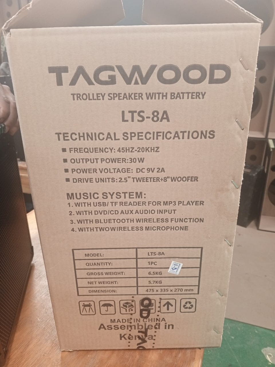 { 2 Free Wireless Microphone } TAGWOOD LTS-10B Trolley Speaker Subwoofer Outdoor Speaker  Portable Trolley Speaker Portable Speaker Subwoofer Outdoor Speaker  Bluetooth & a Built in Battery Woofer