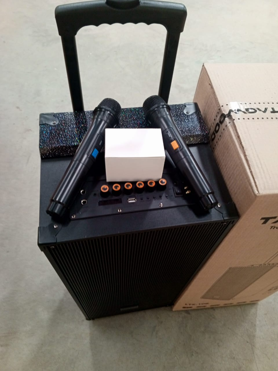{ 2 Free Wireless Microphone } TAGWOOD LTS-10B Trolley Speaker Subwoofer Outdoor Speaker  Portable Trolley Speaker Portable Speaker Subwoofer Outdoor Speaker  Bluetooth & a Built in Battery Woofer