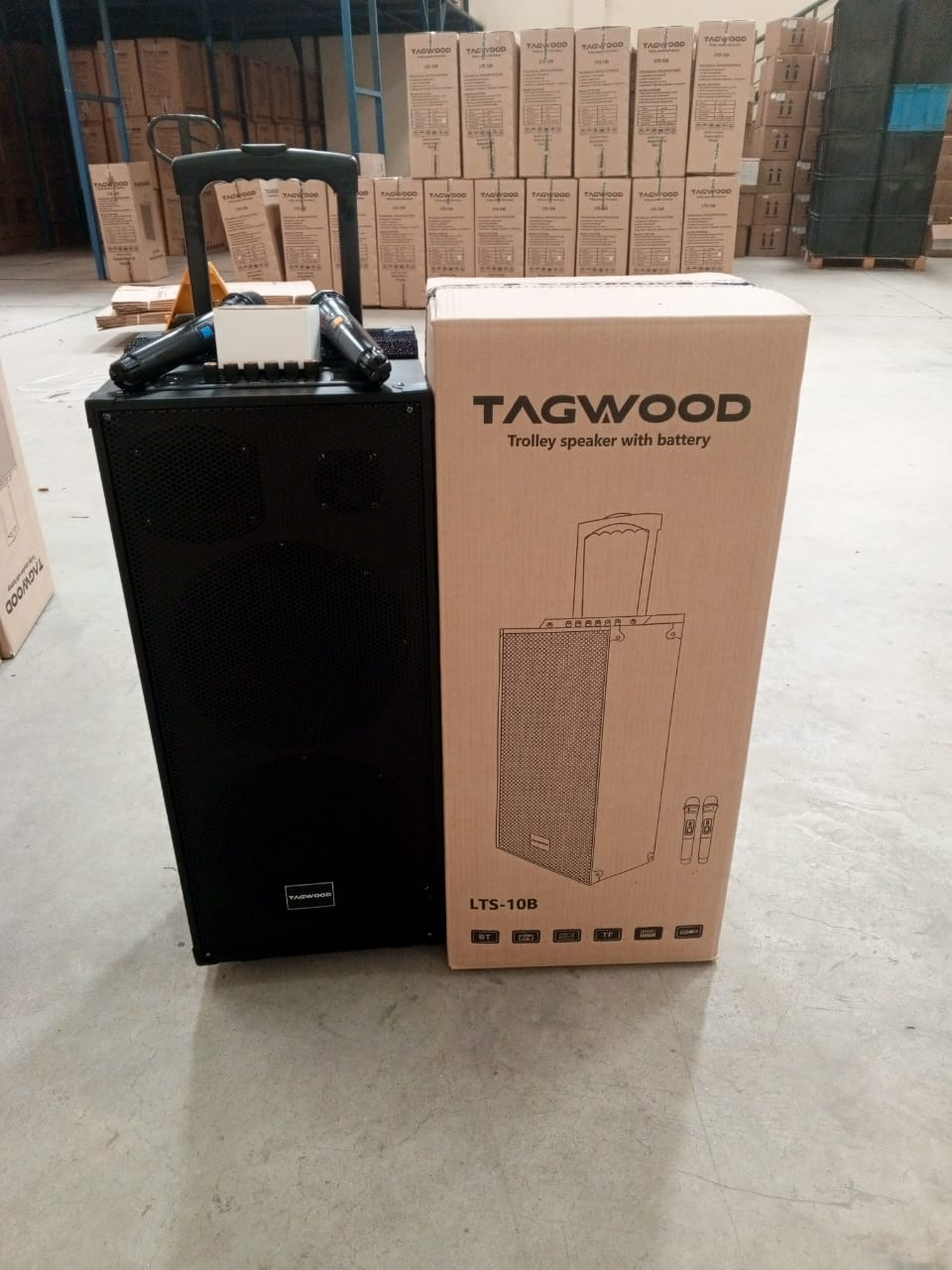 { 2 Free Wireless Microphone } TAGWOOD LTS-10B Trolley Speaker Subwoofer Outdoor Speaker  Portable Trolley Speaker Portable Speaker Subwoofer Outdoor Speaker  Bluetooth & a Built in Battery Woofer
