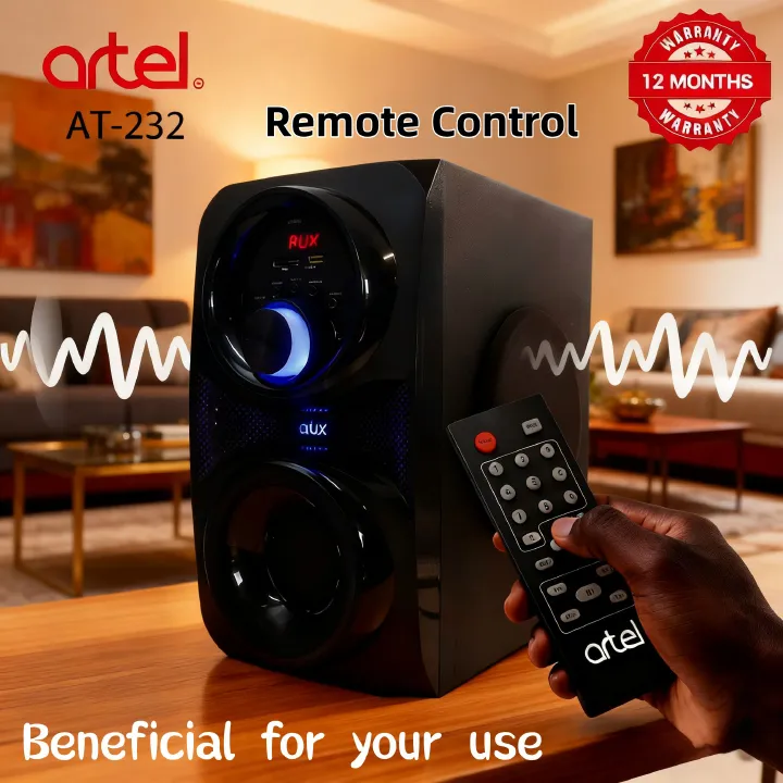 Artel AT-232 3.1CH Multimedia Bluetooth Subwoofer Speaker, 20000W High Power Home Audio System | Supports Bluetooth/USB/SD/FM Multi-Mode Playback, Remote Control Included, 12-Month Warranty.