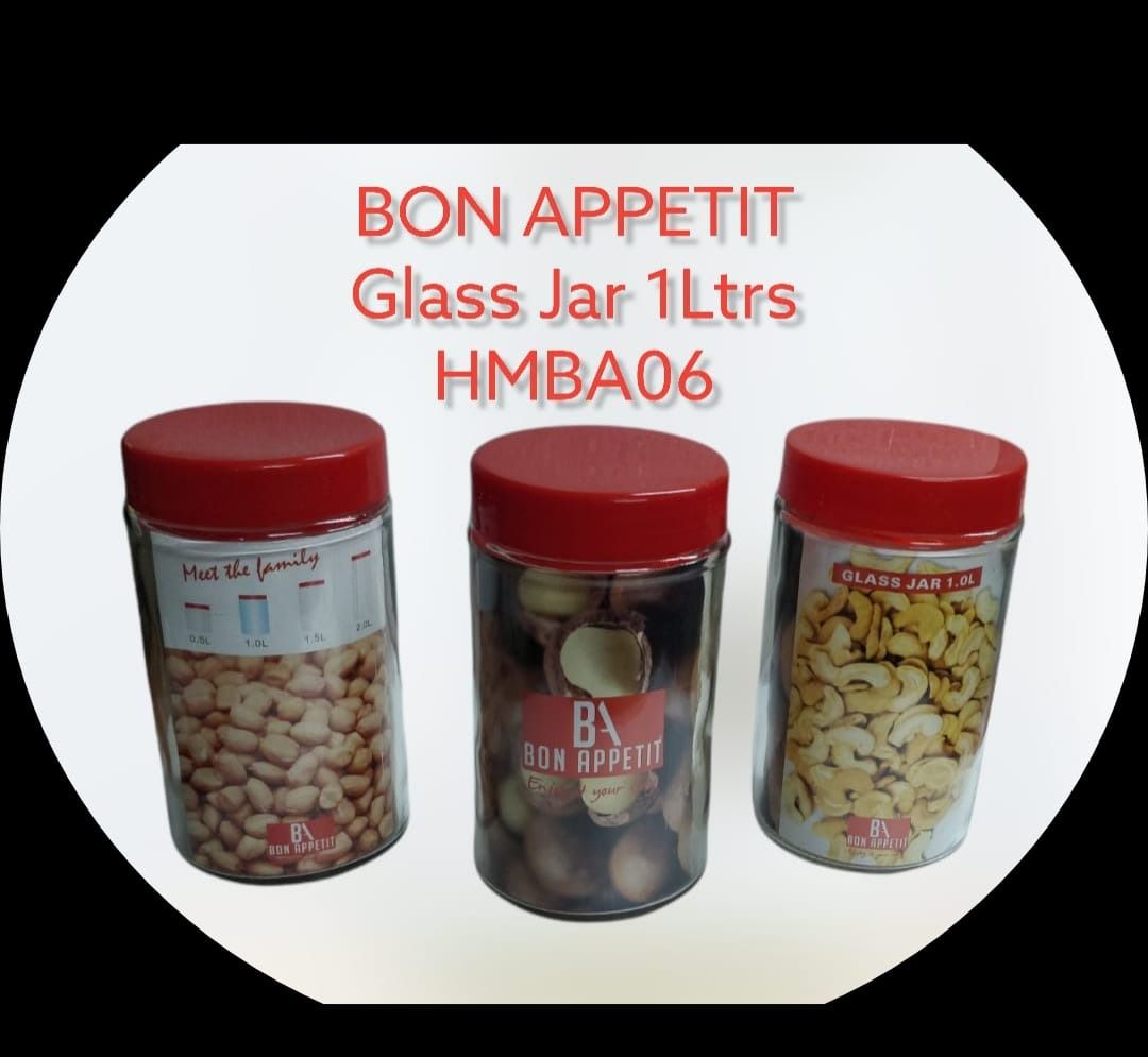 HMBA06 Bon Appetit Glass Jar 1Ltrs – Elegant Storage for Your Kitchen Essentials!