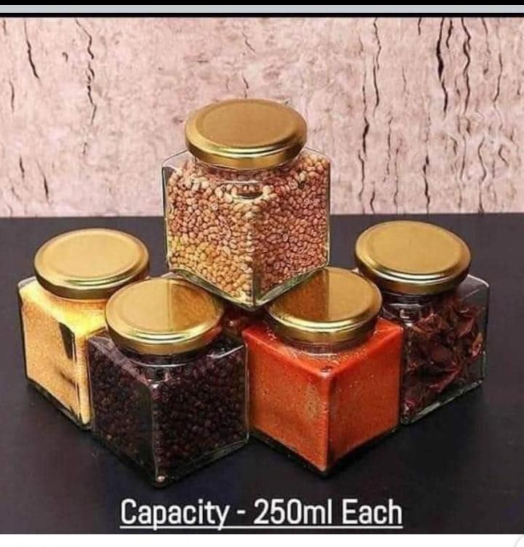 5 pcs 250ml Milly Square Jar – Premium Glass Storage Container with Airtight Seal for Kitchen, Pantry, and Craft Organization