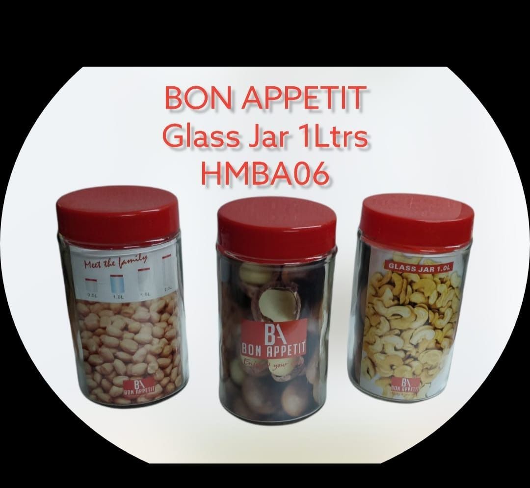 HMBA06 Bon Appetit Glass Jar 1Ltrs – Elegant Storage for Your Kitchen Essentials!