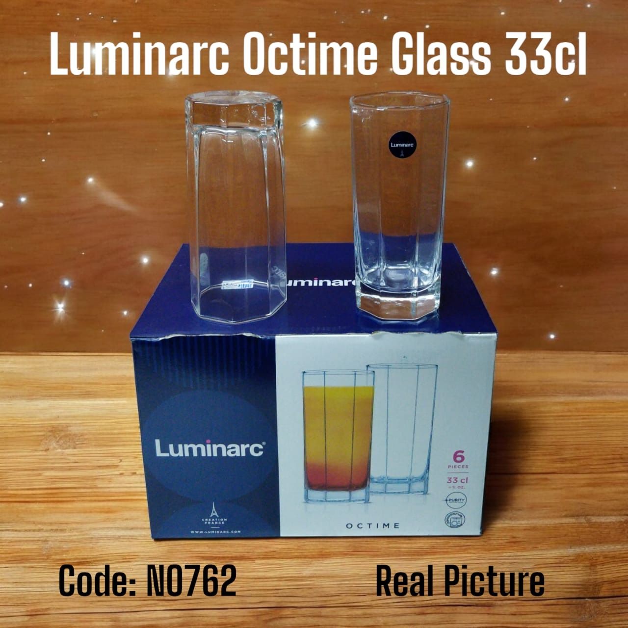 Luminarc Octime Glass Set 6pcs – Elegant Drinking Glasses, Available in 30cl and 33cl, Perfect for Home or Office Use