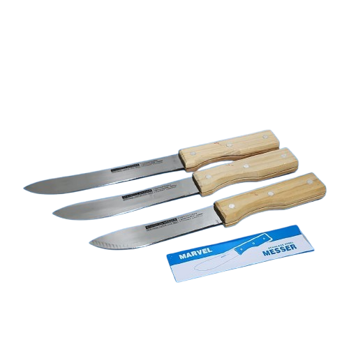 MARVEL Wood Handle Stainless Steel Messer Kitchen Knife 317368, 6" – Durable and Stylish Chef's Knife with Wooden Handle – Ideal for Precision Cutting and Everyday Use