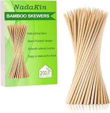 Bamboo Skewers – Natural Wooden Sticks for Grilling, BBQ, Fruit, or Crafts – Smooth Finish, Easy to Use – Available in 15cm, 20cm, 25cm, and 30cm – Pack of 50