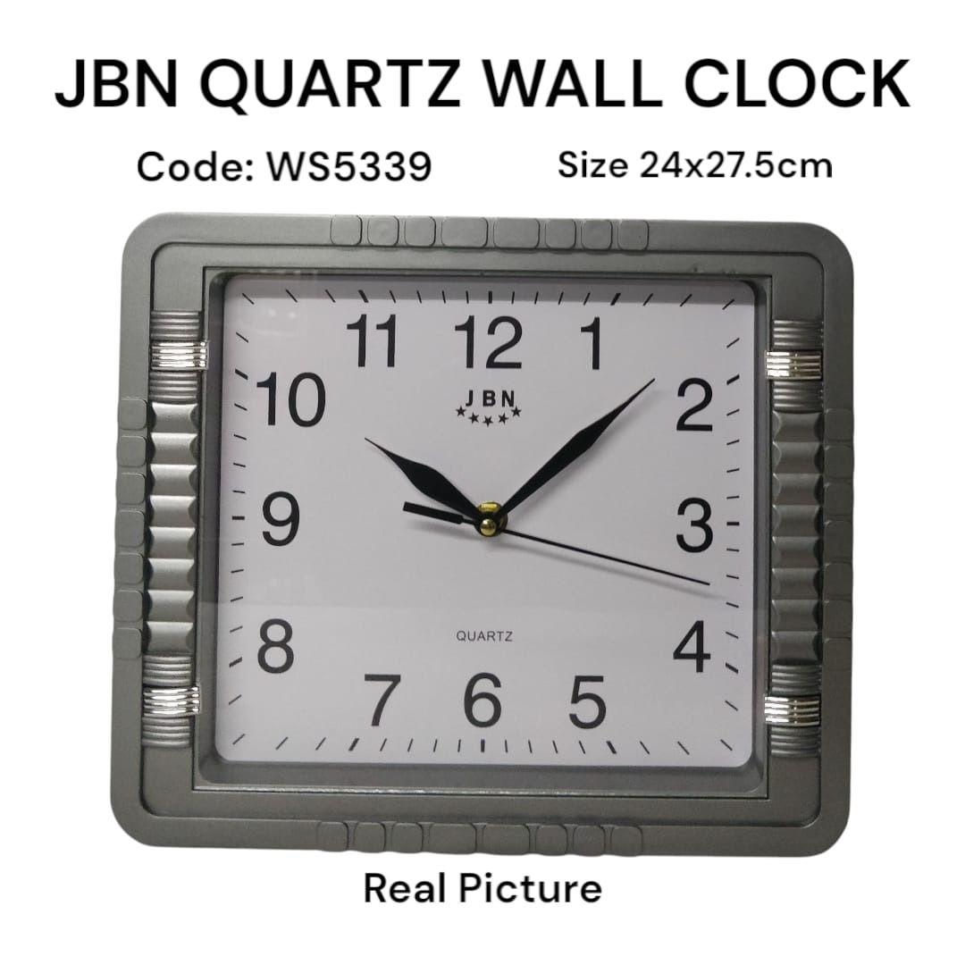 JBN Quartz Wall Clock WS5339 30cm – Silent Non-Ticking Sweep Second Hand, Modern Minimalist Frame, Large Easy-to-Read Numerals, Battery Operated, Easy Mounting, Durable ABS Construction & UV Resistant
