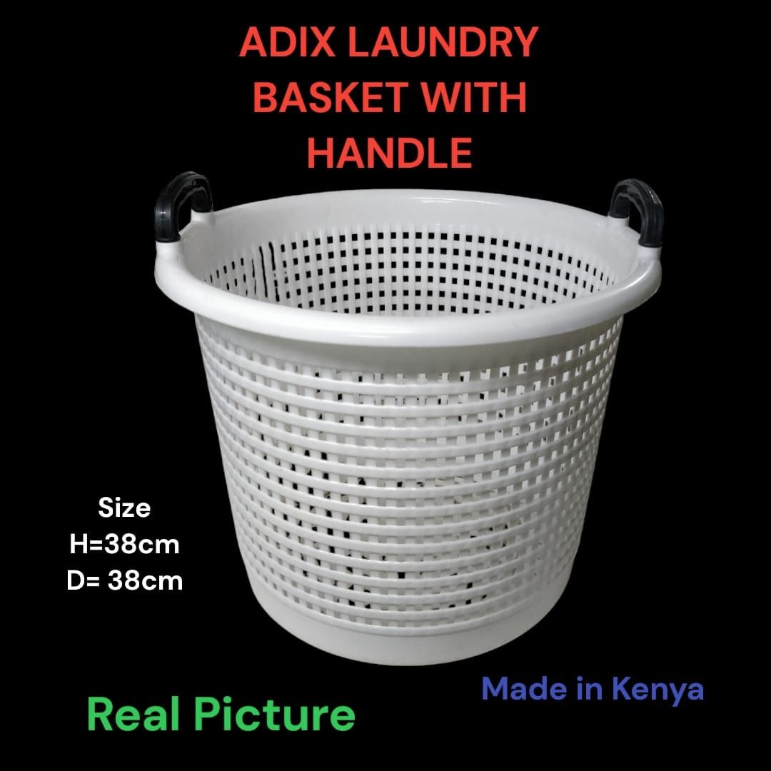 Adix Large Capacity Plastic Laundry Basket with Comfortable Handles – Durable, Lightweight, and Ventilated for Efficient Clothes Organization and Transport