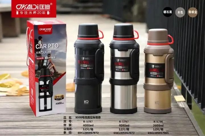 3.6L KD Carpto Stainless Steel Vacuum Flask – Double Wall Thermal Insulated Flask for Hot & Cold Beverages, Durable Leak-Proof Travel Coffee & Tea Dispenser with Easy Pour Handle, Perfect for Home, Of