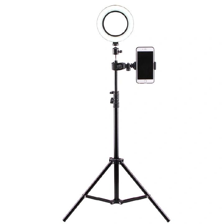 Tiktok mobile live broadcasting anchor beauty LED ring light portable tripod stand selfie telescopic bracket phone holder with adjustable brightness for flawless live streaming and selfies.