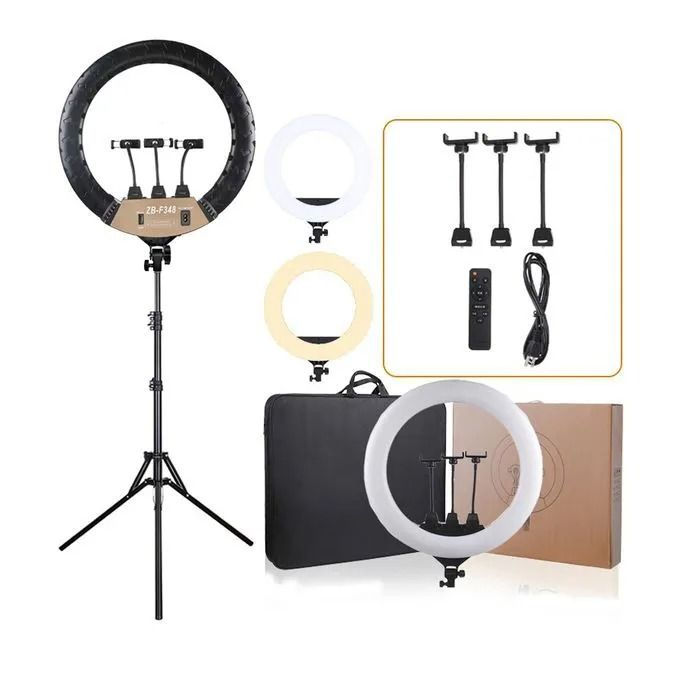 3-Mode Ring Light with Stand & Remote Control – Holds 3 Phones, Adjustable Dimming for Perfect Lighting Every Time, Ideal for Streaming, Vlogging, Makeup, and Photography