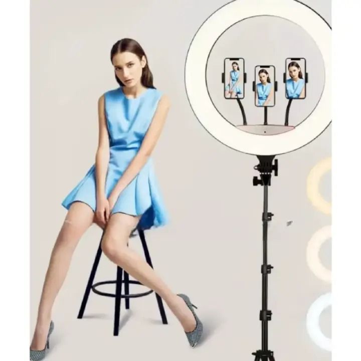 3-Mode Ring Light with Stand & Remote Control – Holds 3 Phones, Adjustable Dimming for Perfect Lighting Every Time, Ideal for Streaming, Vlogging, Makeup, and Photography