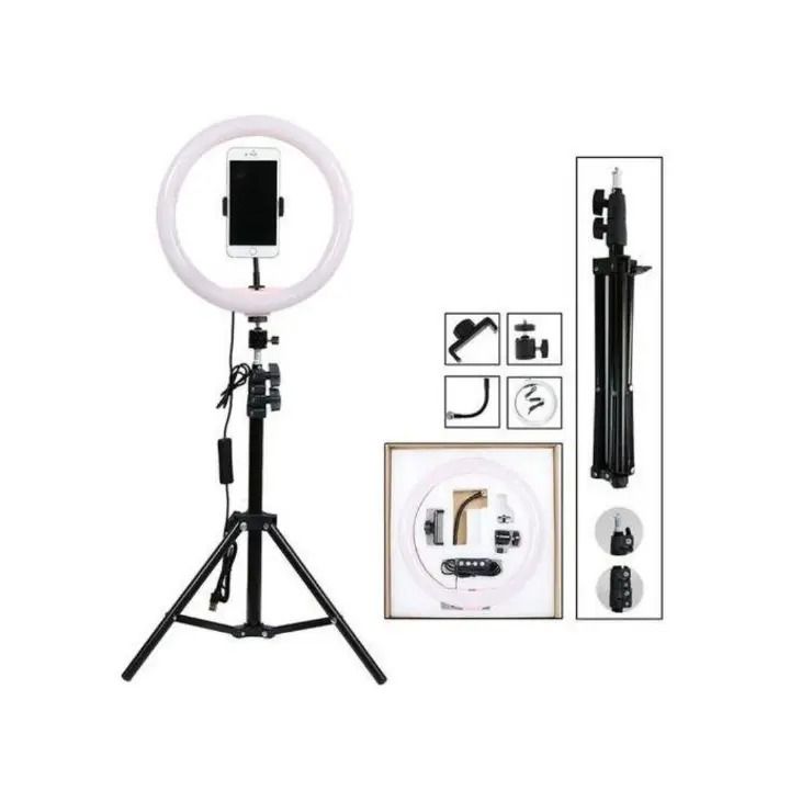 3 coloured 8-inch ring light tripod for selfies, makeup, and studio lighting with adjustable 2.1m stand, perfect for content creators, vloggers, and professional photography setups