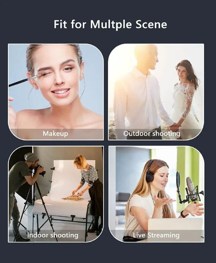 14 Inch RL-14 Ring Light Lamp 3-Color LED Photographic Studio Ring Light with 3 Adjustable Phone Holders and Remote Control for Professional Selfies, Vlogs, and Streaming