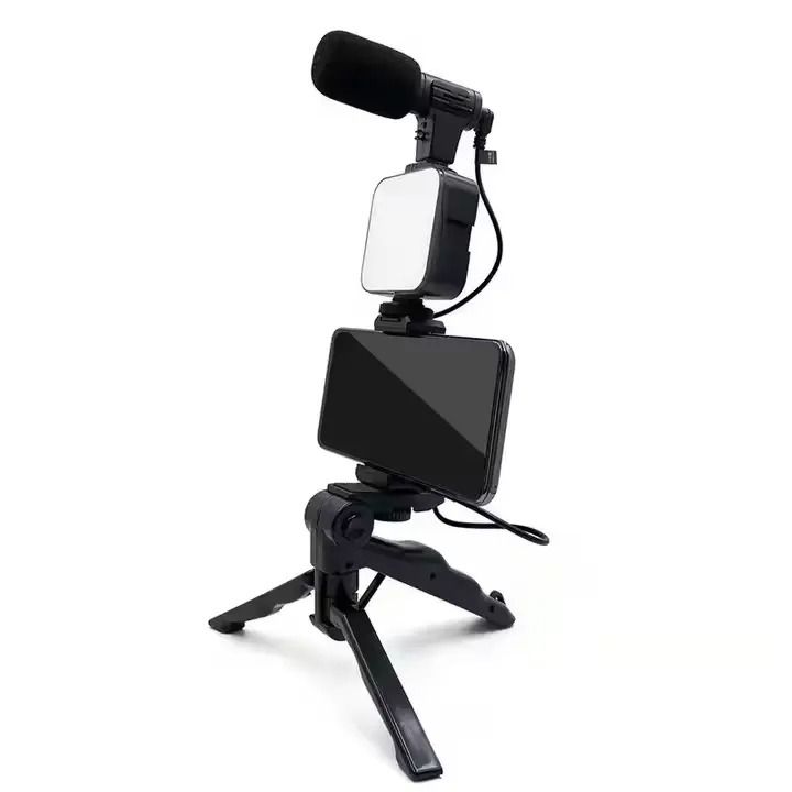 Tripod Stand Phone Holder with Ring Light Microphone and Remote Control Vlogging Kit for Content Creation Live Streaming YouTube TikTok Photography Video Calls Recording Setup