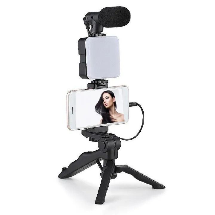 Tripod Stand Phone Holder with Ring Light Microphone and Remote Control Vlogging Kit for Content Creation Live Streaming YouTube TikTok Photography Video Calls Recording Setup