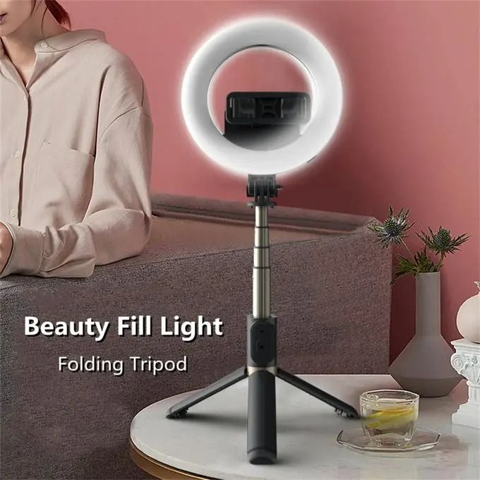 7.5 Inch Ring Light Selfie Stick With Remote, 110CM – Adjustable Brightness LED Ring Light for TikTok, Instagram, Vlogging, Makeup, Live Streaming, Compatible with Phones and Small Cameras
