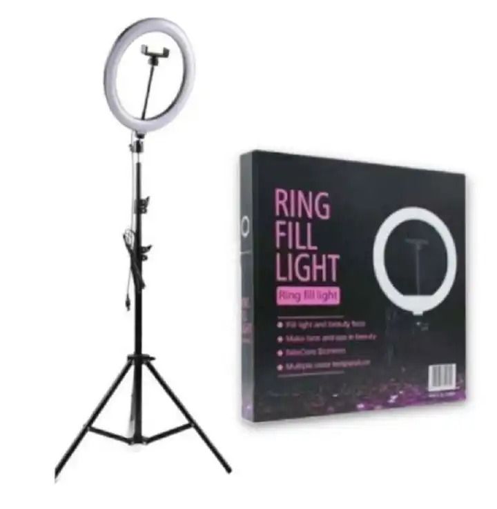 Round 10" & 14" Selfie Ring Fill Light with Adjustable Stand for Live Streaming, Makeup, Vlogging, and Video Recording, Dimmable Circle Lamp with Tripod for Bright, Even Lighting