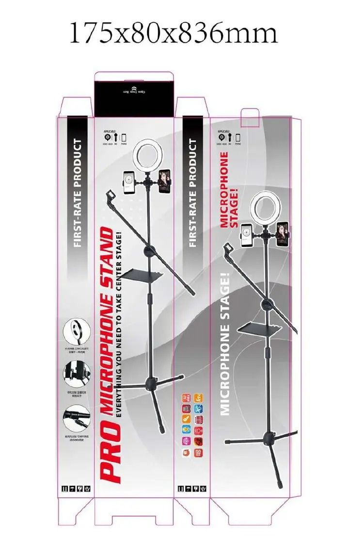 5-in-1 Ring Light with Adjustable Phone Holder, Professional Microphone Stand, Selfie Light for YouTube, TikTok, Live Streaming, Makeup, Vlogging, Video Recording, Studio Lighting Kit