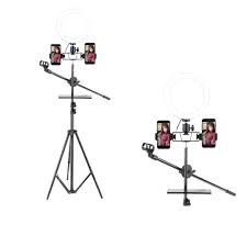 5-in-1 Ring Light with Adjustable Phone Holder, Professional Microphone Stand, Selfie Light for YouTube, TikTok, Live Streaming, Makeup, Vlogging, Video Recording, Studio Lighting Kit