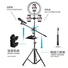 5-in-1 Ring Light with Adjustable Phone Holder, Professional Microphone Stand, Selfie Light for YouTube, TikTok, Live Streaming, Makeup, Vlogging, Video Recording, Studio Lighting Kit