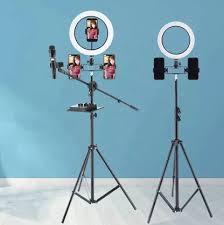 5-in-1 Ring Light with Adjustable Phone Holder, Professional Microphone Stand, Selfie Light for YouTube, TikTok, Live Streaming, Makeup, Vlogging, Video Recording, Studio Lighting Kit