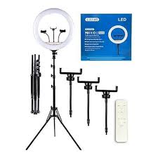 5-in-1 Ring Light with Adjustable Phone Holder, Professional Microphone Stand, Selfie Light for YouTube, TikTok, Live Streaming, Makeup, Vlogging, Video Recording, Studio Lighting Kit