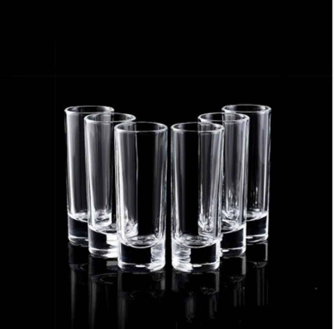 Set of 6PCs Tot glass double long Material glass Weight :106 Size 4cmx10cmx3.5cm capacity:30ml