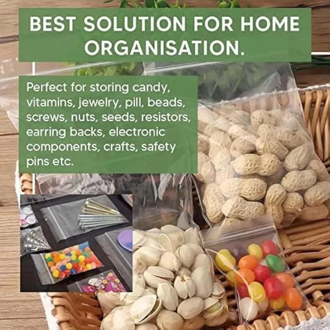 100 pcs Zip Bags I Ziplock Bags with Zip 1kg Robust Pack of 100 I Plastic Bags I Reusable Ziplock Bags I Poly Bags for Organising Zip Bags Packing Films