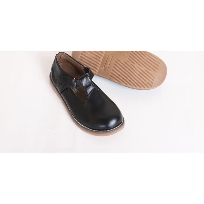 Black Leather Official School Shoes - Unisex Official and Girls' Mary Jane shoes with a platform sole - Fashion Back to School Shoes