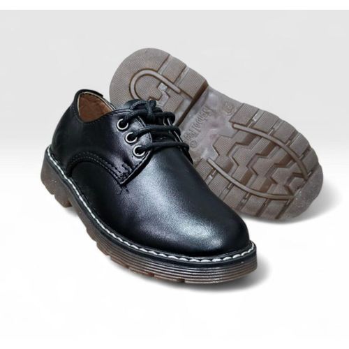 Black Leather Official School Shoes - Unisex Official and Girls' Mary Jane shoes with a platform sole - Fashion Back to School Shoes