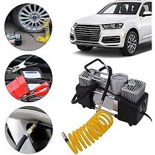 ☑️Meet Your Multiple Needs✨️🫧☑️Portable Double Cylinder Car Air Compressor ,Tire Pump Auto Air Inflator With LED Light ,Tire Repair Kits