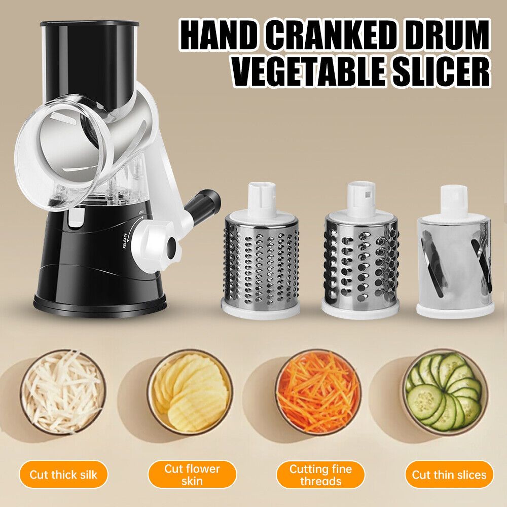 🌿Satisfaction Guaranteed 🔹️Multipurpose Rotary Drum Grater Chopper Vegetable Cutter Slicer Potato Cheese Shredder.Powerful non-slip suction feet for stability with easy release tabs
Quick and effort