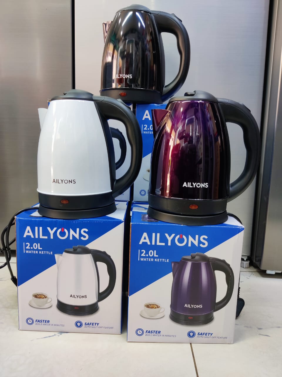 AILYONS FK-0309 - 2.0L, Black,Stainless Steel Electric Kettle🎀offers affordable‎‎,‎‎ quality‎‎,‎‎ energy-efficient home appliances .Safe Safety lock lid & Boil-dry protection
Durable Cold and heat re