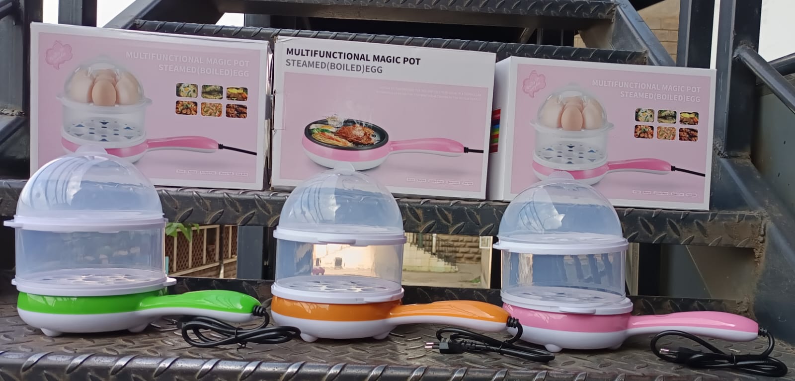 AVAILLABLE🛒‼️‼️Multifunctional Magic Pot Steamed (Boiled) Eggs, Double Layer Egg Boiler, Steamer Cooker Pot-2 in 1 magic pot, double layer steam rack and nonstick pan Perfect for poaching, steaming,