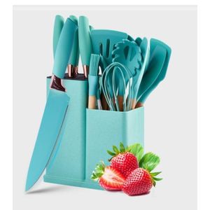 19 PCs Silicone Spoon Set With Knives AND A cutting Board NO MORE HUSTLE BUY ONE ITEM AT A TIME AT A VERY HIGH COST BUY OUR SILICONE WHICH HAS A WHOLE SET OF KITCHEN FLATWARE