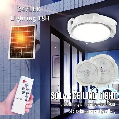 ★★【Long Illumination】🎇Solar Light 300W High-Power Chandelier Solar LED Ceiling Light - Indoor/Outdoor, Remote Control, Dimmable🎇high brightness 125 led, energy saving, freely adjust brightness and t