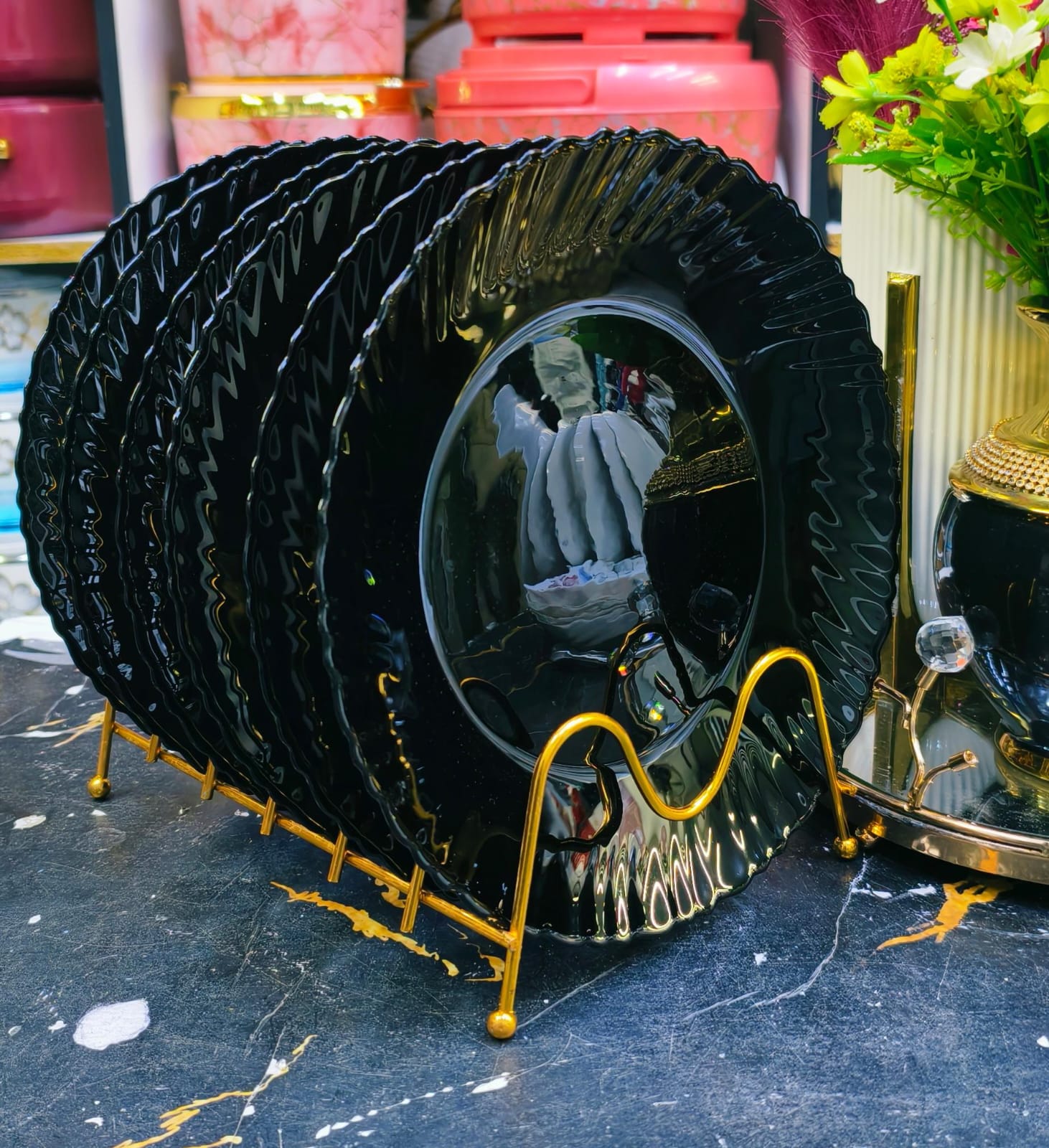 Sundabest 6 PCS 10.5"Inch Elegant Black Glass Dinner Plate Set – Durable & Stylish.🔥🔥lightweight, yet extra strong, and can withstand rough usage without chipping or scratching - so they always look