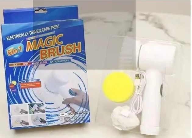 USB Rechargable magic brush with 3 option (brush, sponge & polisher) plus adhesive storage hook